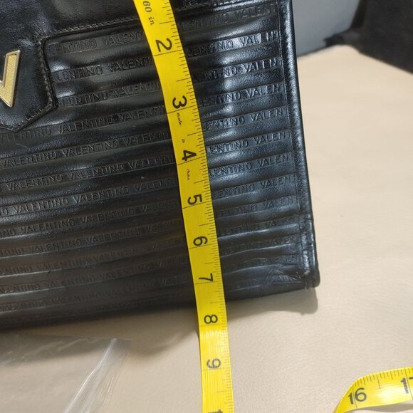 Mario Valentino Clutch Vintage Black Coated Leather Italy w/Hardware Convert - Picture 4 of 12